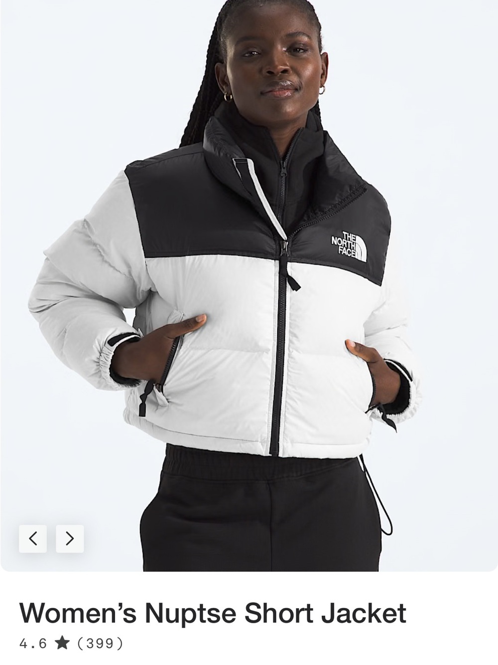 The North Face Black and White Cropped Puffer Jacket - Picture 4 of 6